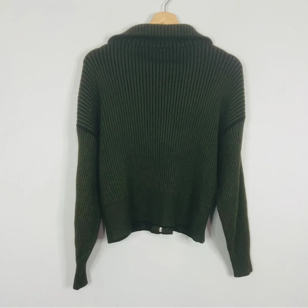 Varley Olive Green Carmen Ribbed Knit Jacket sweater size Xsmall
